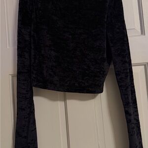 lululemon athletica Navy Blue Crushed Velvet Long Sleeve Top